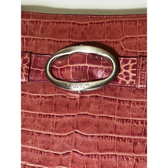 Tosca Blu Italian Red Leather Alligator Handbag! - Picture 7 of 16